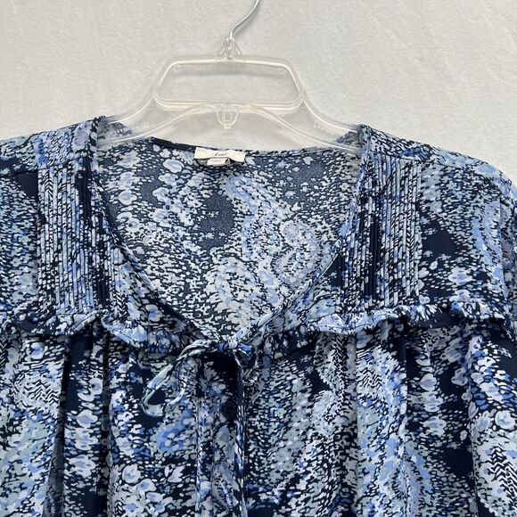 Joie Peasant Top Women Size XXL Blue Tie Neck Blouse Tunic Parisian Paisley - Picture 2 of 12